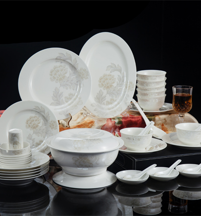 56头清雅餐具家庭实用型德化白瓷礼盒装陶瓷餐具套装