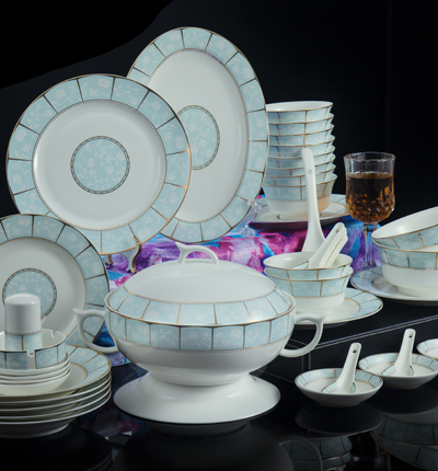 58头小时代餐具家庭实用型德化白瓷礼盒装陶瓷餐具套装