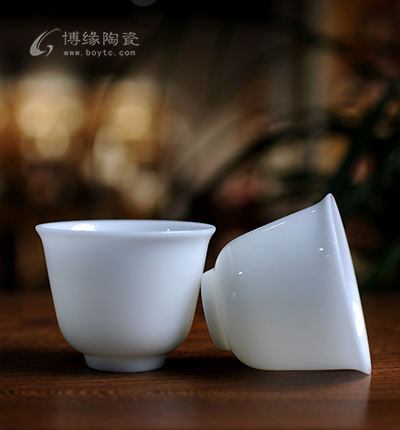 反口德化陶瓷白瓷羊脂玉瓷主人茶杯礼品送领导闺蜜同事品茗杯子
